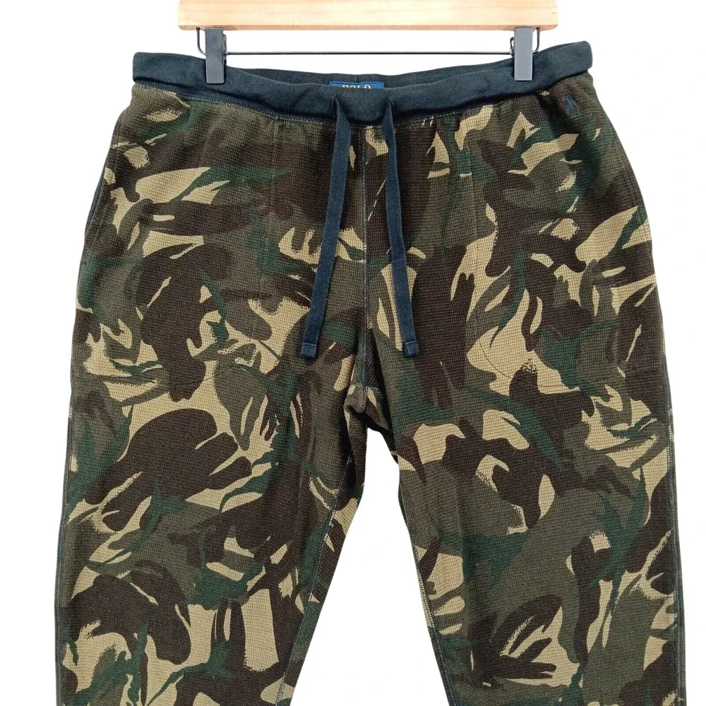 Polo Ralph Lauren Jogger Pants‎ Mens Large 33x28 Camo Waffle Knit Lounge Sleep